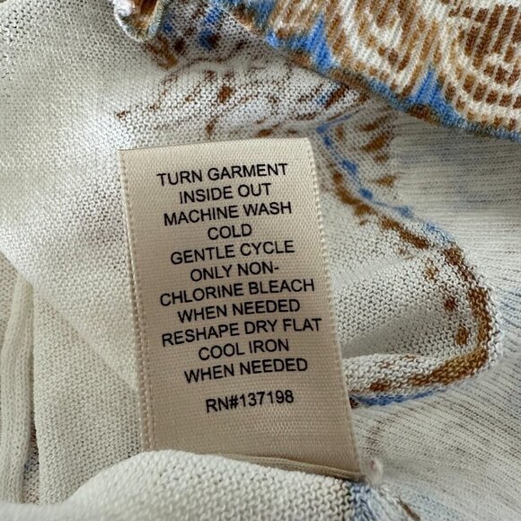 Martha Stewart Cardigan Sweater Size M Cream Blue Paisley - Picture 10 of 11